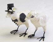 Vintage Style Spun Cotton Love Birds Wedding Cake Topper Made to Order