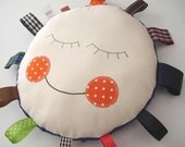 baby toy ..Sensory Pillow - Security - lovey - PILLOW BABY Henry  -Round - Rainbow Ribbon Pillow for Toddlers - Great Shower Gift Boys