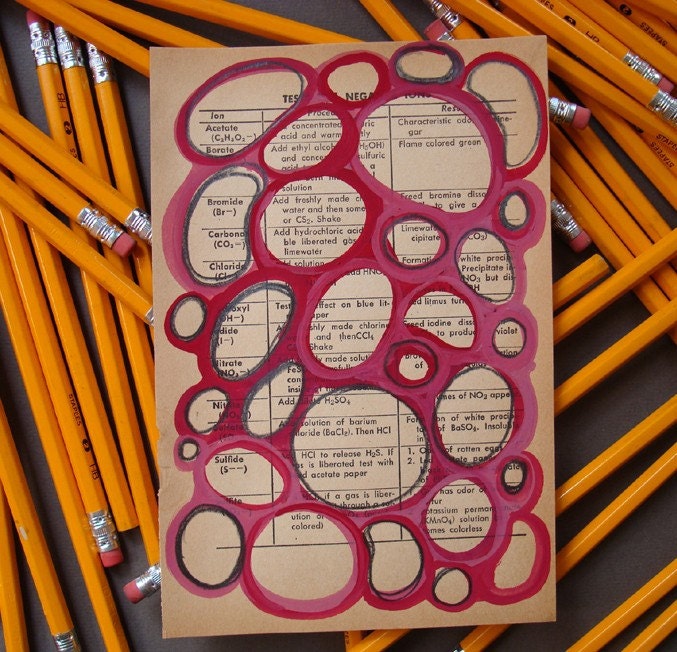 SALE Web Series (Red) - Original Painting on Antique Book Paper
