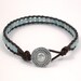Brown Leather Wrap Bracelet with Amazonite Semi-Precious Beads, Single Wrap Leather