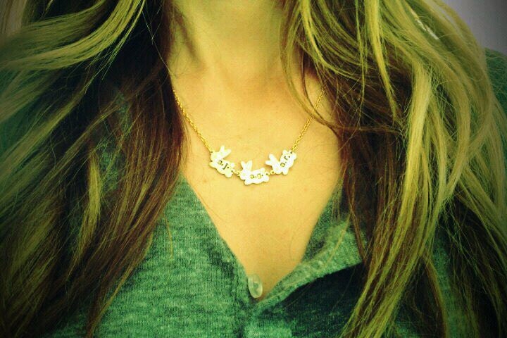 Initial Gold Bunnies and Gold Chain