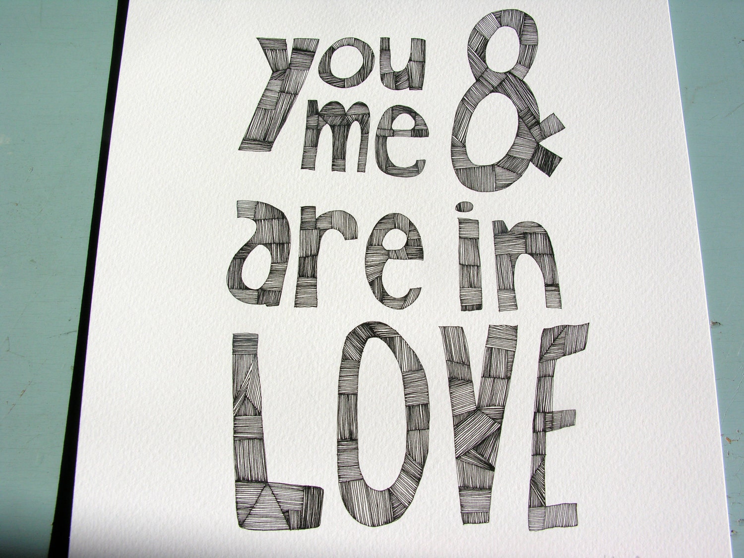 You and Me are in Love 8x10 Typography Print