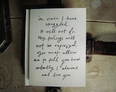 Screen printed Mr. Darcy Proposal notecard (1)