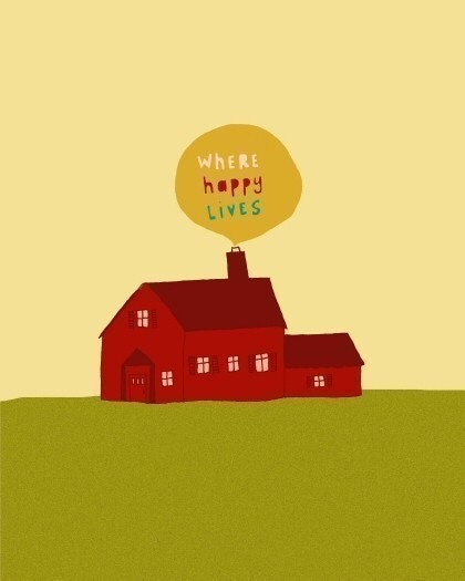 drawing art print house new home gift family children - OUR HOUSE