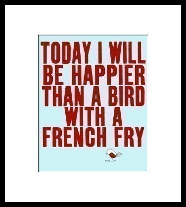 digital print, the original on etsy, our best selling, typography, art quote, happy bird print, illustration - SO VERY HAPPY  (red)