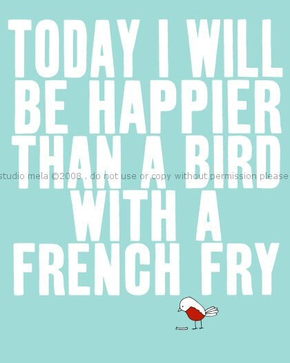 the original on etsy, our best selling typography happy art bird print illustration - SO VERY HAPPY  (white)