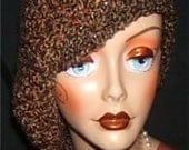 FREE/SHIP Crochet Slouchy Beret  BROWN