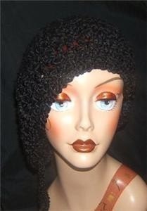 FREE/SHIP CROCHE SLOUCHY BERET, TAM, HAT,  BLACK