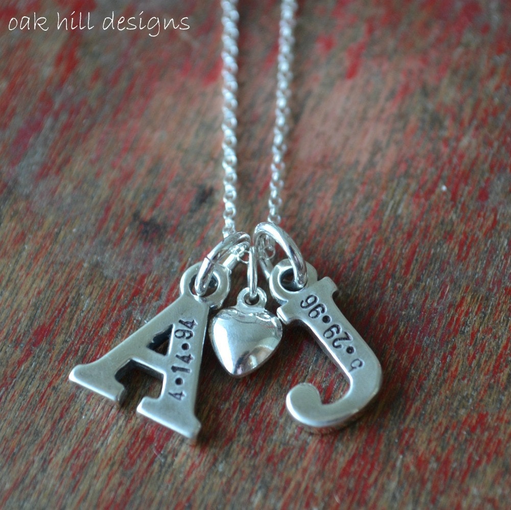 hand stamped necklace-custom, personalized sterling silver letter charms