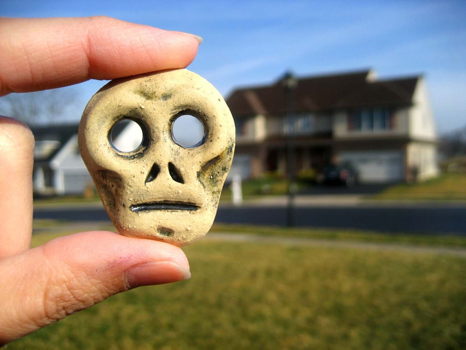 Day of the Dead Inspired Skull Button- OOAK