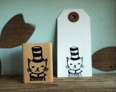 cat with a hat - rubberstamp - 30x40mm - by SiebenMorgen