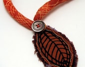 Original fiber art choker necklace -  Autumn Leaf - inkyspider