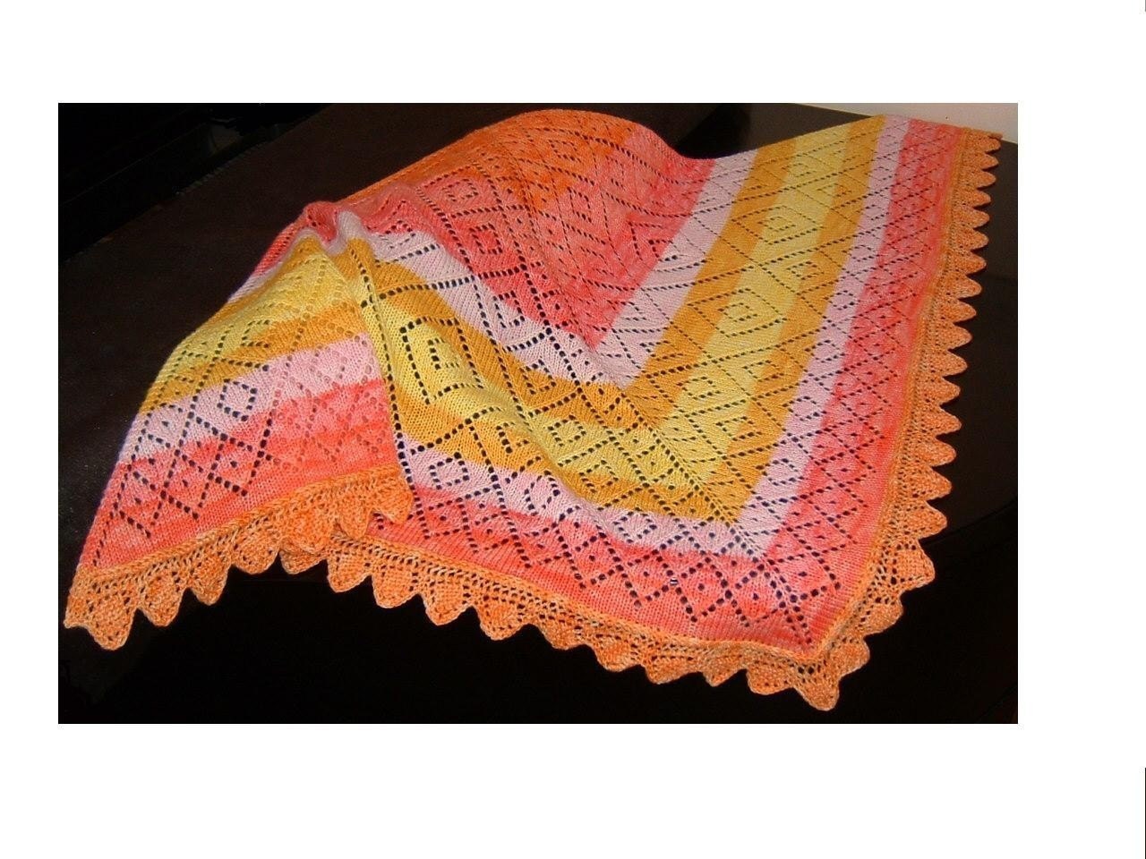 Fractal Diamonds Triangular Lace Shawl Pattern - PDF File