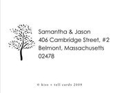 custom address rubber stamp with tree - wood handle