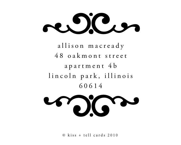 baroque swirl rubber address stamp - self-inking