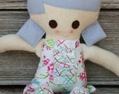 SALE Birdies and Roses Funky Fabric Rag Doll