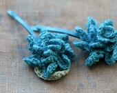 Linen flower hairpins - set of 2