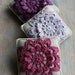 Linen  pincushion - crochet motif
