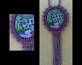 Violet Moon Craters - Artisan Handmade Bead Embroidered Necklace