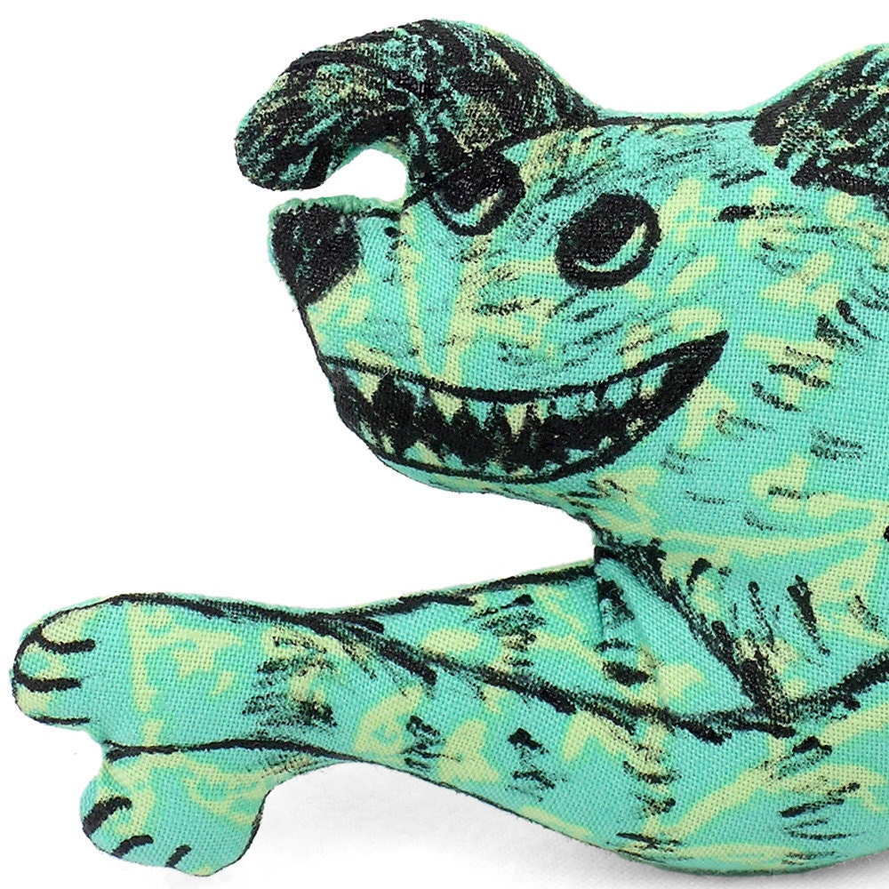 green yellow patterned dog shaped small pillow