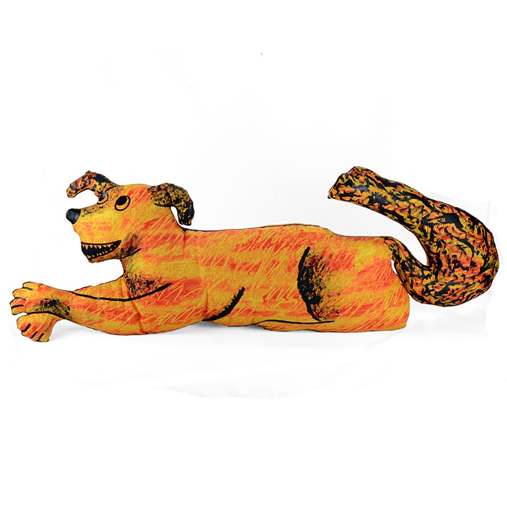 orange yellow dog shaped big pillow