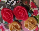 Skull Rose Earrings