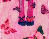 Butterfly Lady Print - Giclee Painting- Fashion Artwork