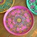 Vintage Metal Psychadelic Stackable Coaster Set of 6, Circa 1970s