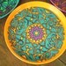 Vintage Metal Psychadelic Stackable Coaster Set of 6, Circa 1970s