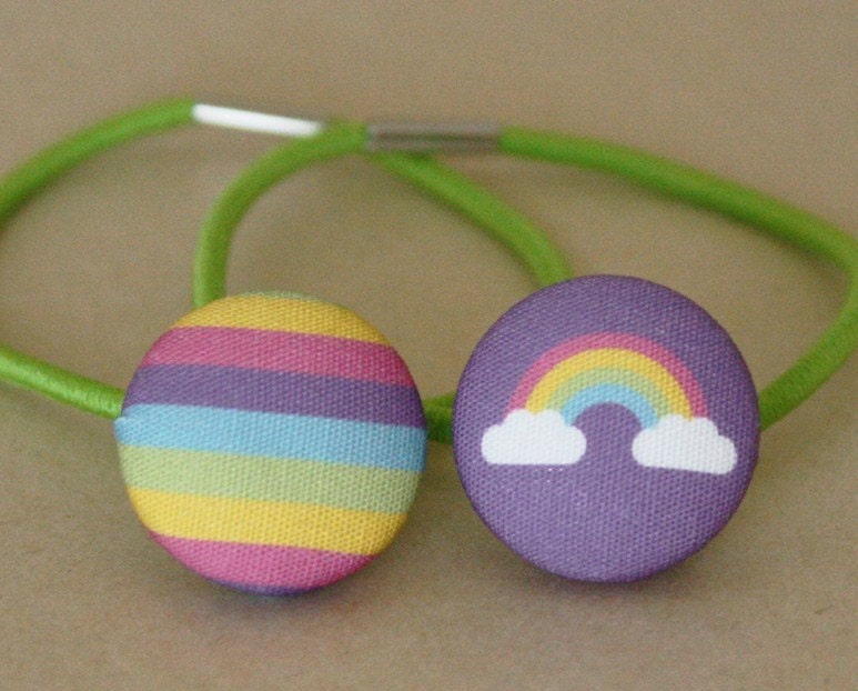 Rainbow - Fabric Covered Hair Bobbles