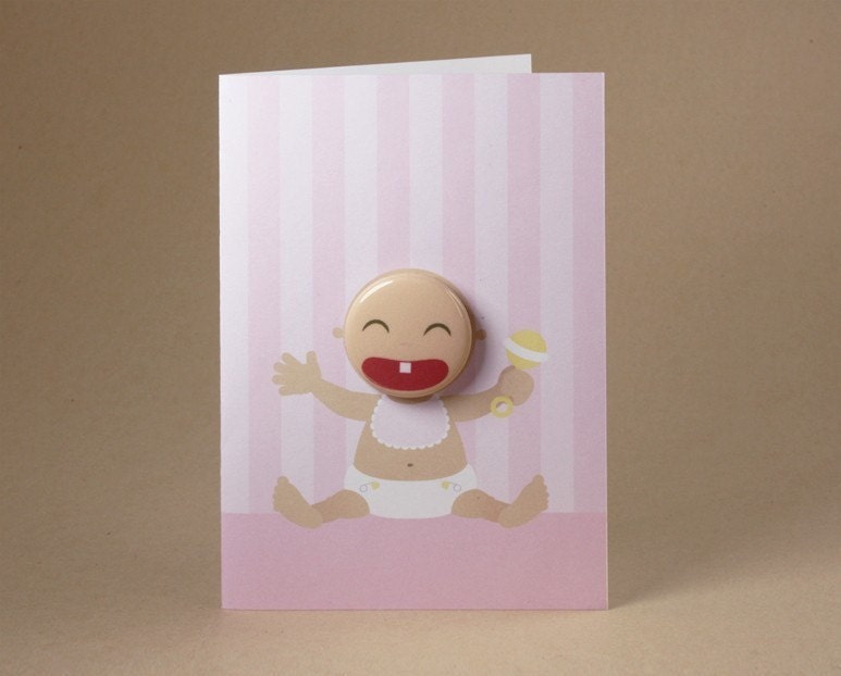 Pink Baby Girl Gift Card featuring Badge