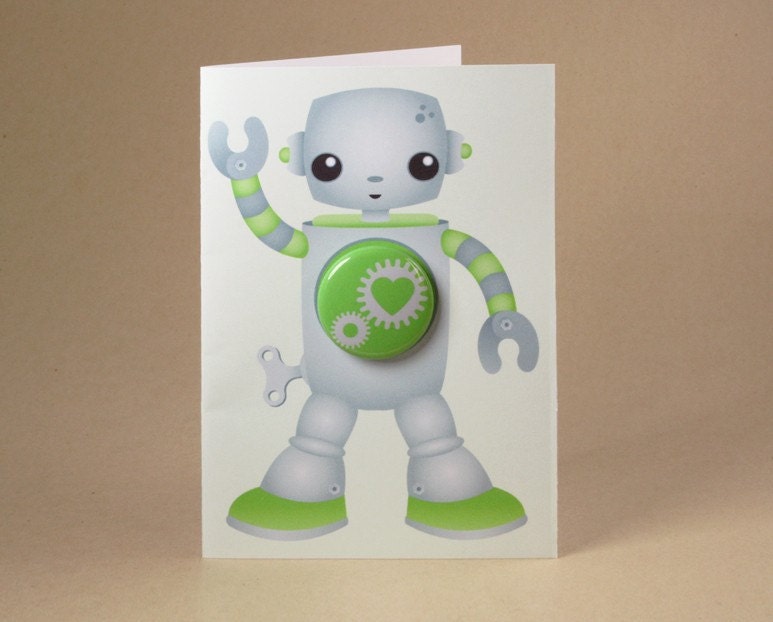 Robot Gift Card featuring Badge - Valentines Day