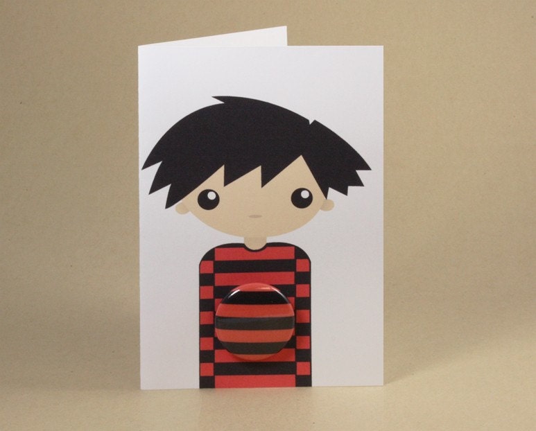 Stripey Jumper Boy Gift Card featuring Badge