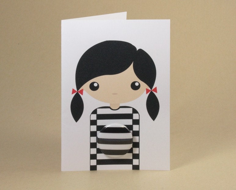 Stripey Jumper Girl Gift Card featuring Badge