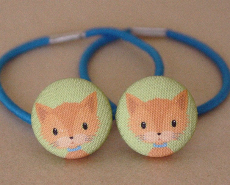 Ginger Cat - Fabric Covered Hair Bobbles