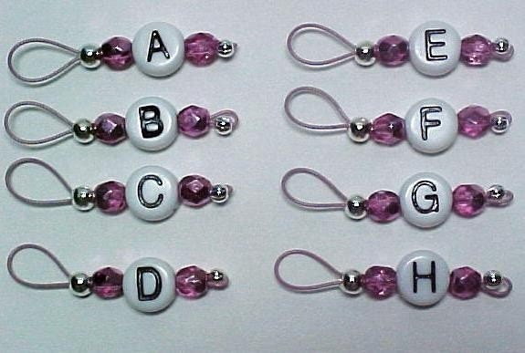 Letter Stitch Markers - Select Your Size - Metallic Rose With Blush Pink Wire - Item No. 18