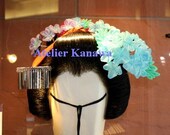 A set of Ajisai (Hydrangea) Tsumami Kanzashi for Maiko - Kanzashi of June