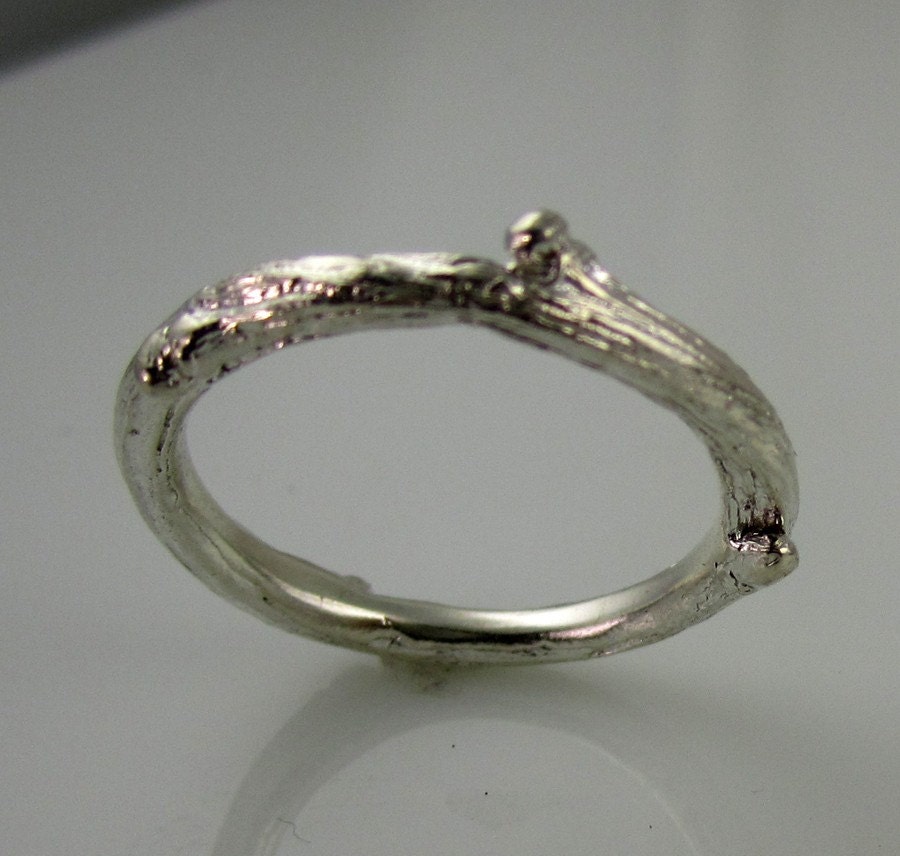 Willow twig ring, bright sterling silver ring, Ready to ship