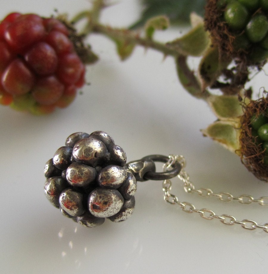 Summer berry, sterling blackberry pendant