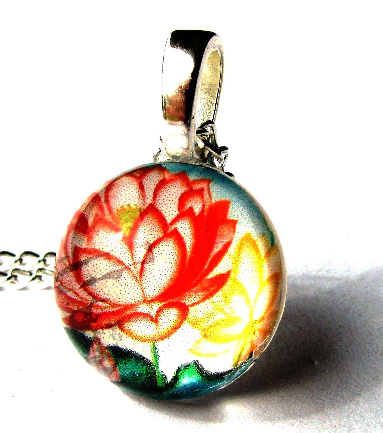 Vintage Rose Necklace. Glass Art Pendant for Charm Necklace : Just Rosy