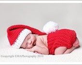 Newborn Santa Hat and Diaper Wrap, Custom colors