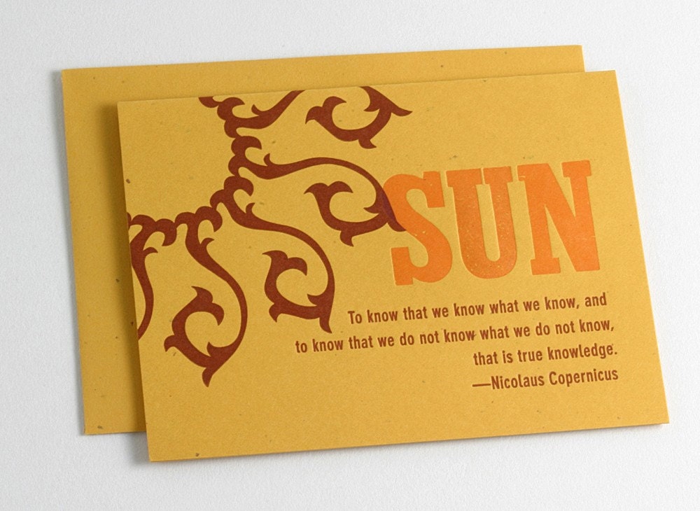 SALE Astral Notes SUN and MOON (set of 4 letterpress cards)