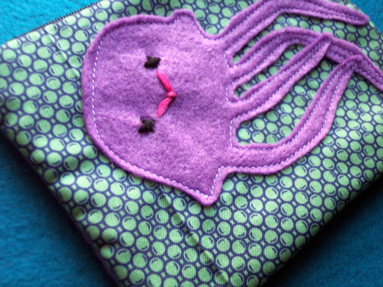 Jellyfish applique zip pouch
