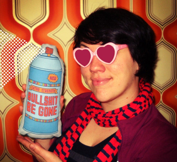 bullsh-t be gone spray can pillow