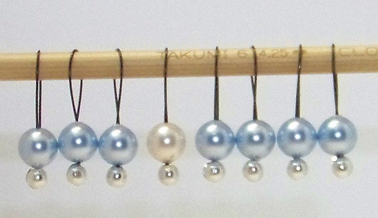 Blue and White Small Loop SnagFree Stitch Markers Set of 8