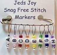 SUPER SALE Medium Loop SnagFree Stitch Markers Alphabet Letter A to H Set of 8