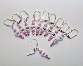 Removable Stitch Markers for Knitting or Crochet Numbered 1 to 10 Leverback Pink
