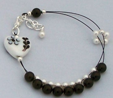 Simple Black and White Row Counter Bracelet Medium to Large