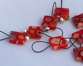 SUPER SALE Medium Loop SnagFree Red Millefiori Stitch Markers 2 Sets of 8