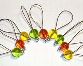 Knitting Stitch Markers SUPER SALE Citrus Czech Glass SnagFree Large Loop Set of 9